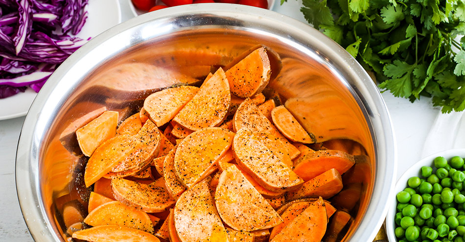 Salada fria de batata doce Passo 2